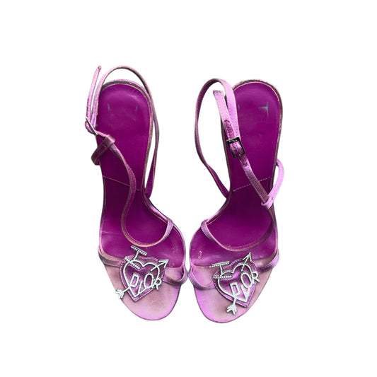Dior S/S 2003 “I Love Dior” Purple Satin Slingback Heels