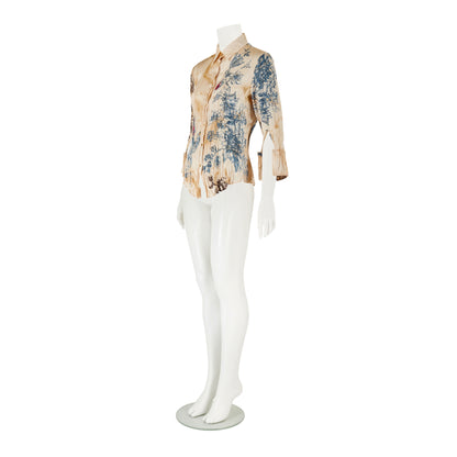 Roberto Cavalli S/S 2003 Tattoo Print Silk Blouse Top