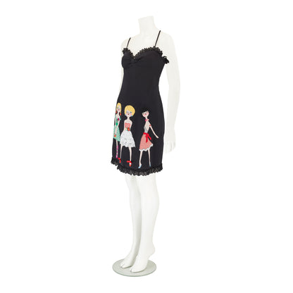 Moschino Cheap and Chic S/S 2002 “Uptown Girls” Black Embroidered Doll Dress