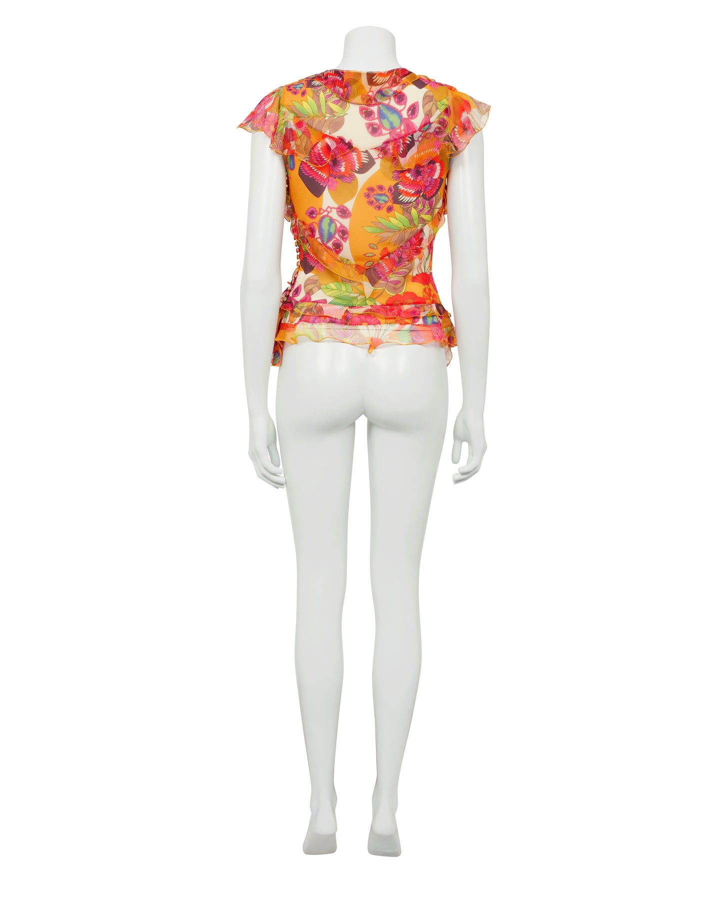 Christian Dior S/S 2005 Floral Multicolour Silk Top