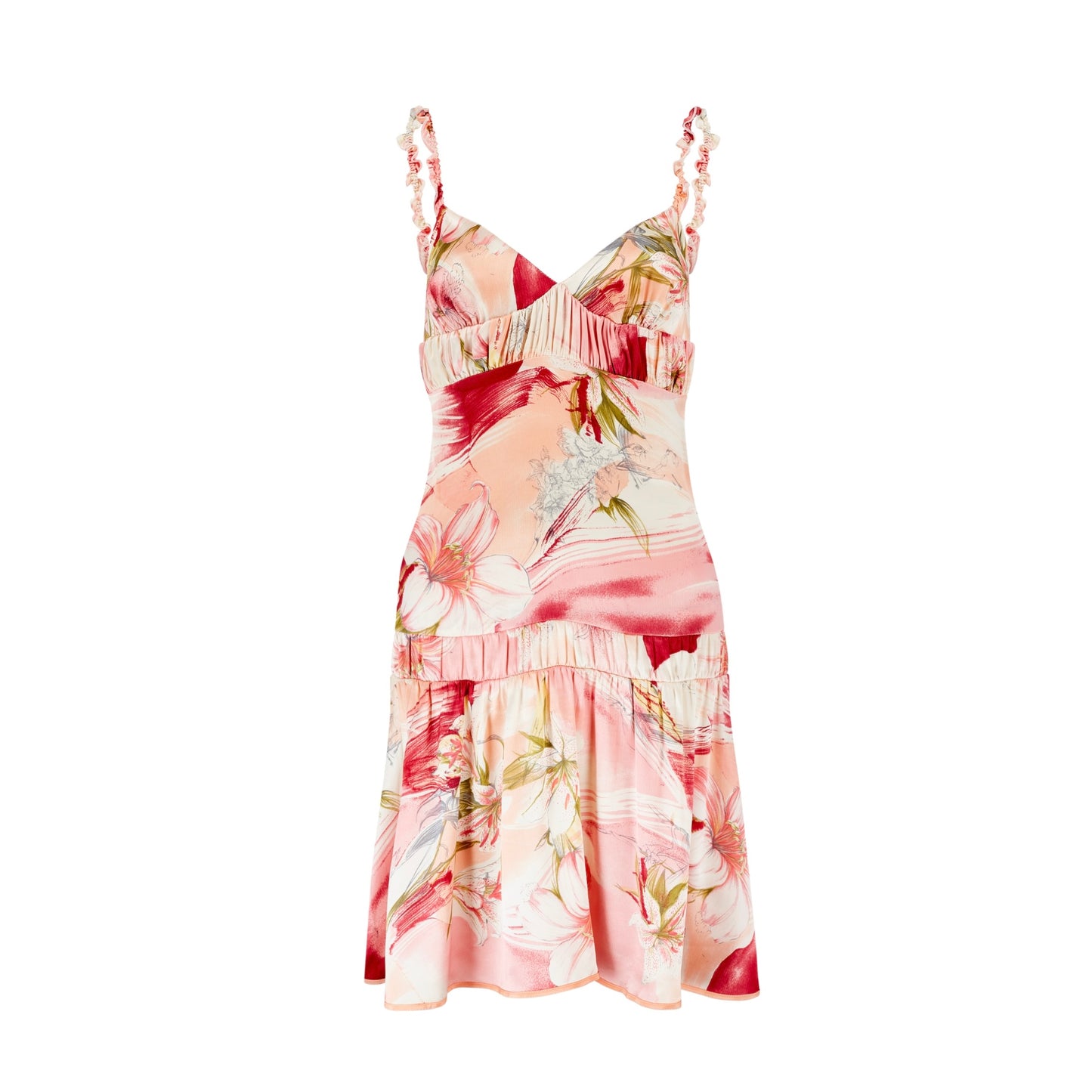Blumarine S/S 2004 Pink Floral Ruffle Silk Dress