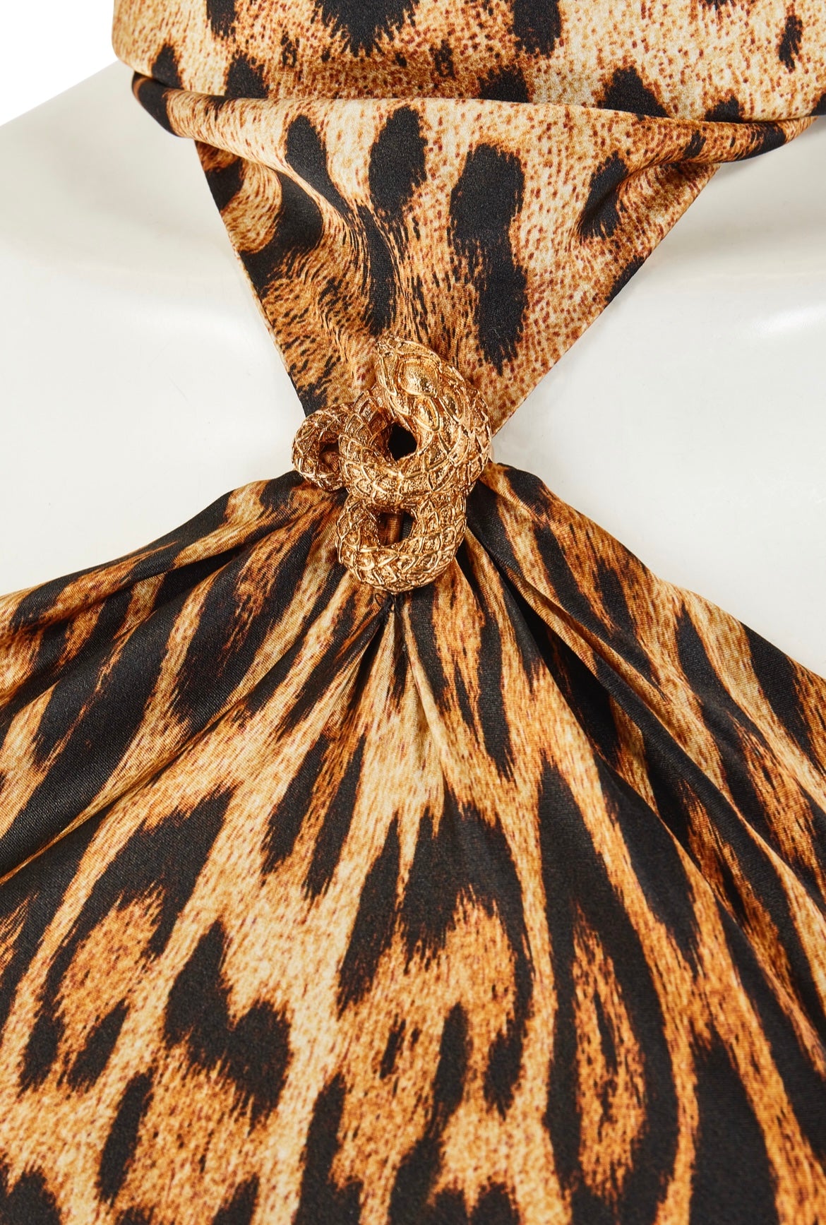 Roberto Cavalli S/S 2002 Silk Leopard Print Halter-neck Dress