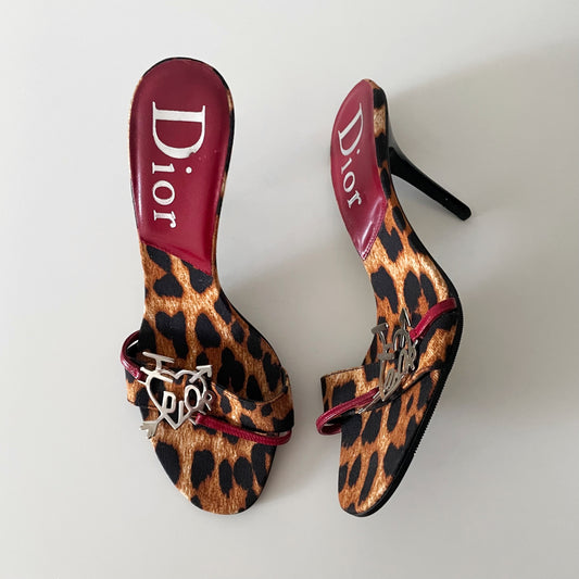 Dior by John Galliano F/W 2004 “I Love Dior” Leopard Print Sandal Heels