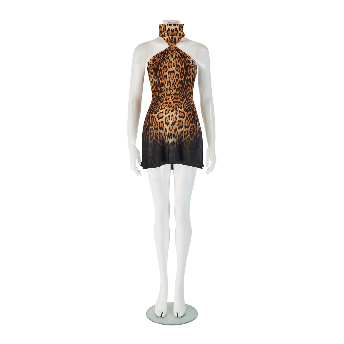 Roberto Cavalli S/S 2002 Silk Leopard Print Halter-neck Dress