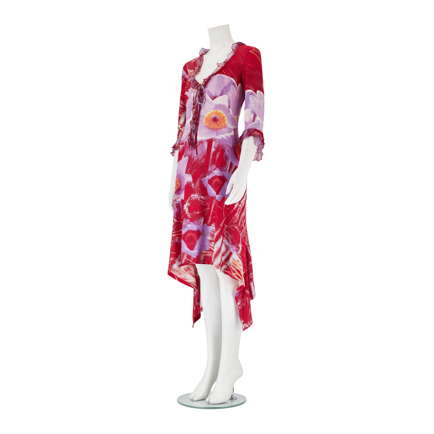 Roberto Cavalli S/S 2000 Red & Purple Floral Dress