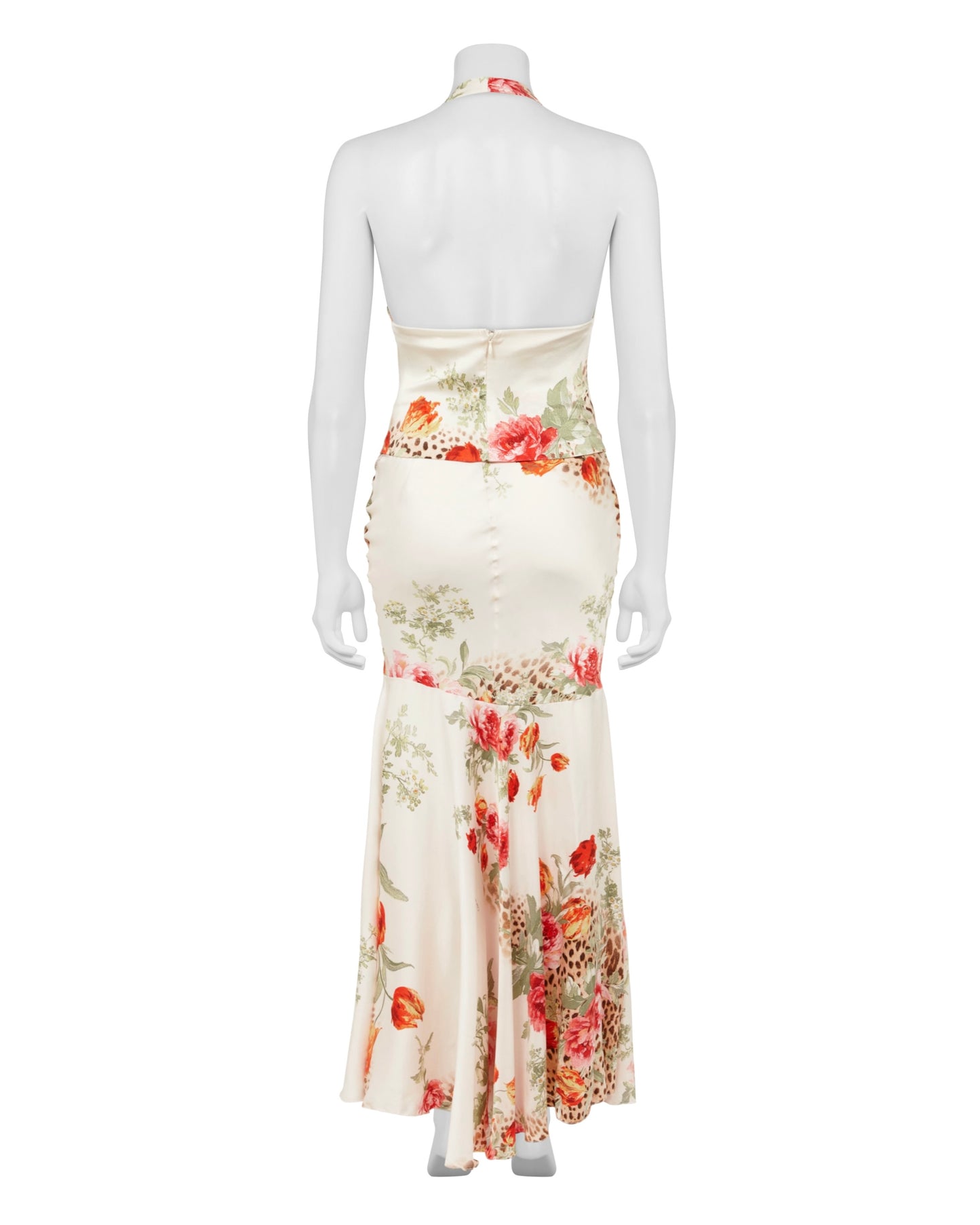 Roberto Cavalli S/S 2003 Floral Leopard Silk Top & Skirt Set