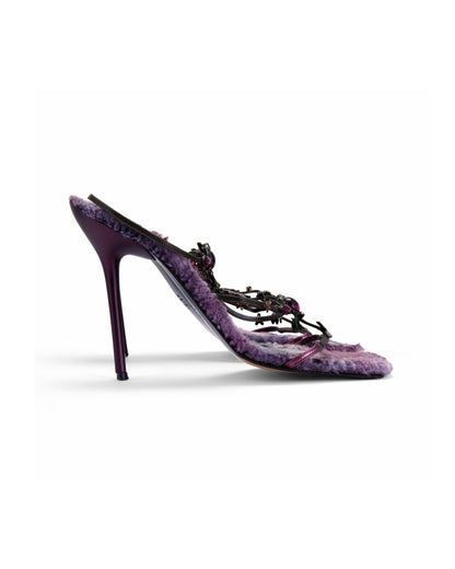 Giuseppe Zanotti 2000s Purple Fur Jewel Heels