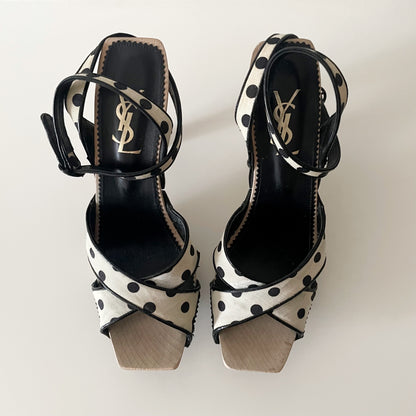 YSL by Tom Ford Lolita Polka Dot Strappy Sandal Heels