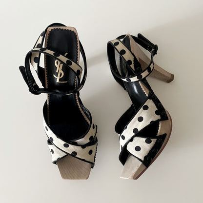 YSL by Tom Ford Lolita Polka Dot Strappy Sandal Heels
