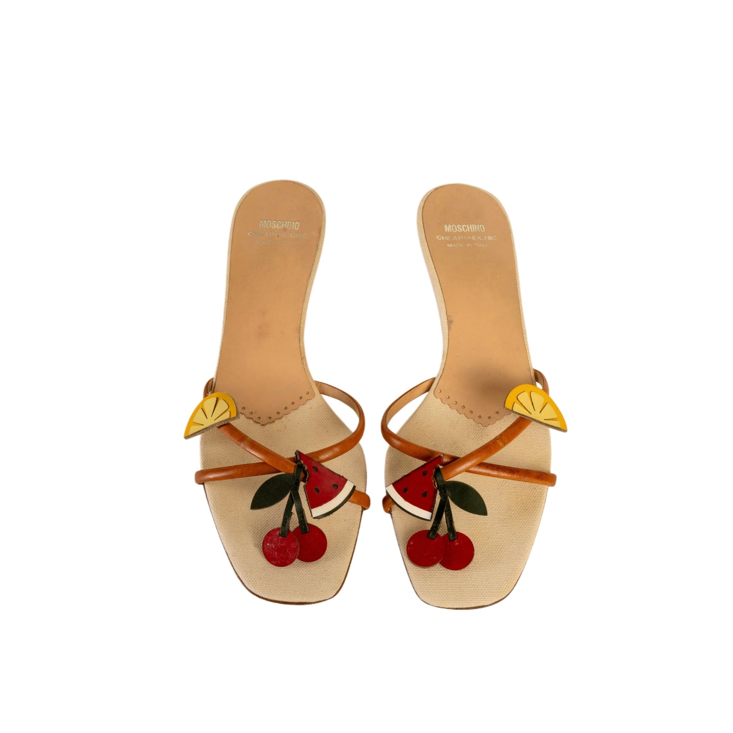 Moschino Cheap & Chic 2000s Fruit Kitten Sandal Heels