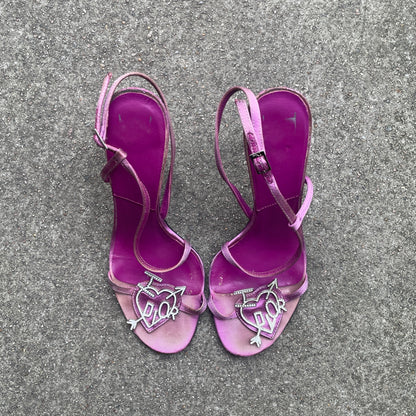 Dior S/S 2003 “I Love Dior” Purple Satin Slingback Heels