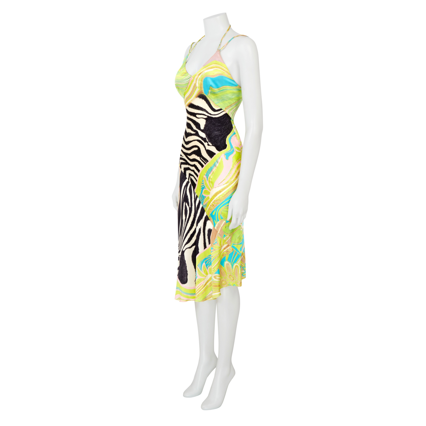 Roberto Cavalli S/S 2004 Patchwork Animal Print Silk Dress