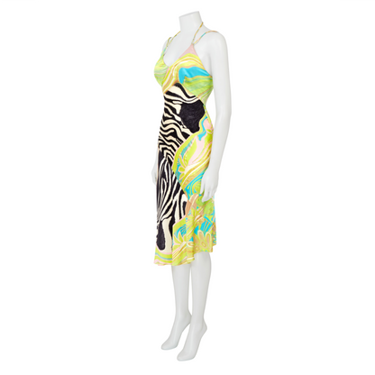 Roberto Cavalli S/S 2004 Patchwork Animal Print Silk Dress