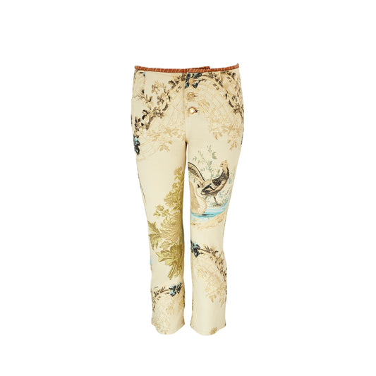 Roberto Cavalli S/S 2003 Chinoiserie Pheasant Floral Capri Pants