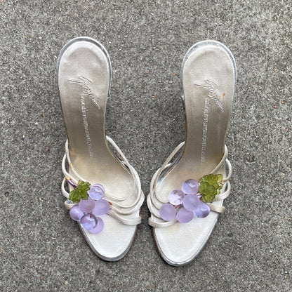 RARE Giuseppe Zanotti 2000s Purple Grape Satin Sandal Heels