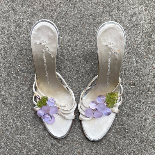 RARE Giuseppe Zanotti 2000s Purple Grape Satin Sandal Heels