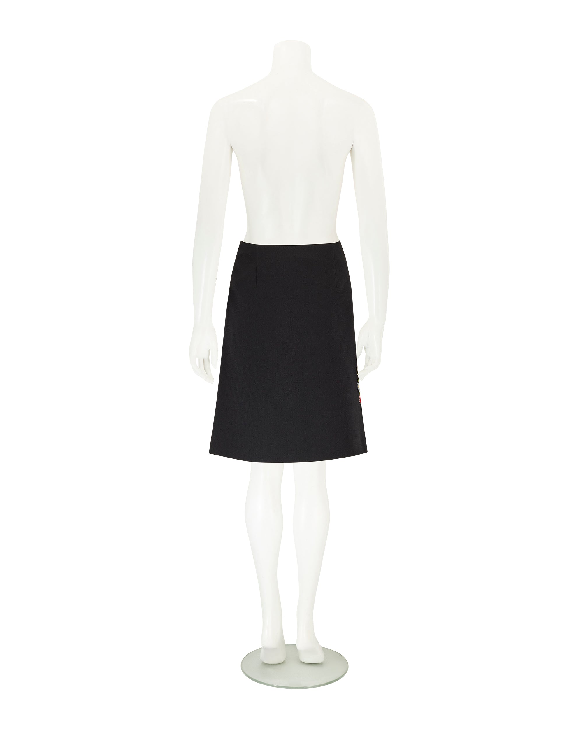Fall / Winter 2001 Black Embroidered House Wool Skirt