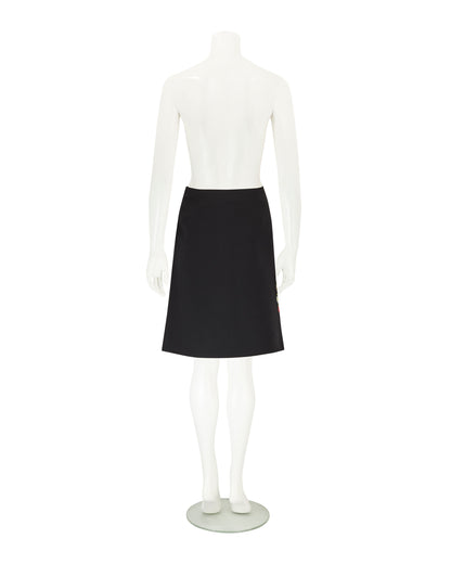 Moschino Cheap and Chic F/W 2001 Black Embroidered Wool Skirt