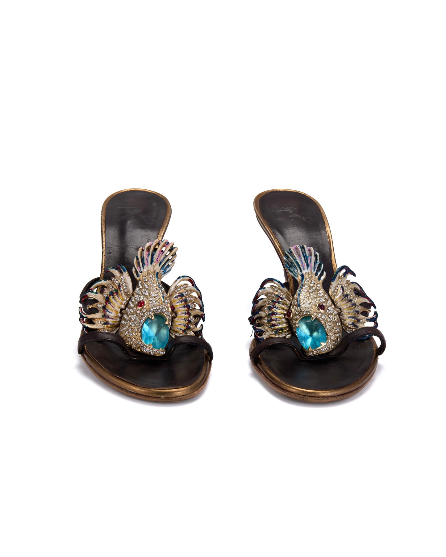 Giuseppe Zanotti S/S 2004 Encrusted Fish Sandal Heels