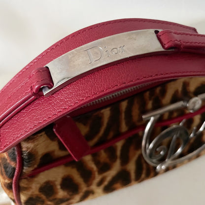 Dior by John Galliano F/W 2004 Leopard Print Pony-hair Bag with Silver Metal “Dior” Hardware
