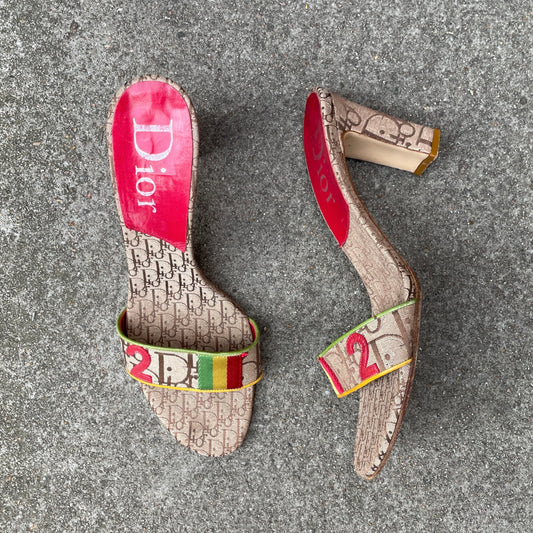 Dior 2004 Monogram Rasta Sandal Heels