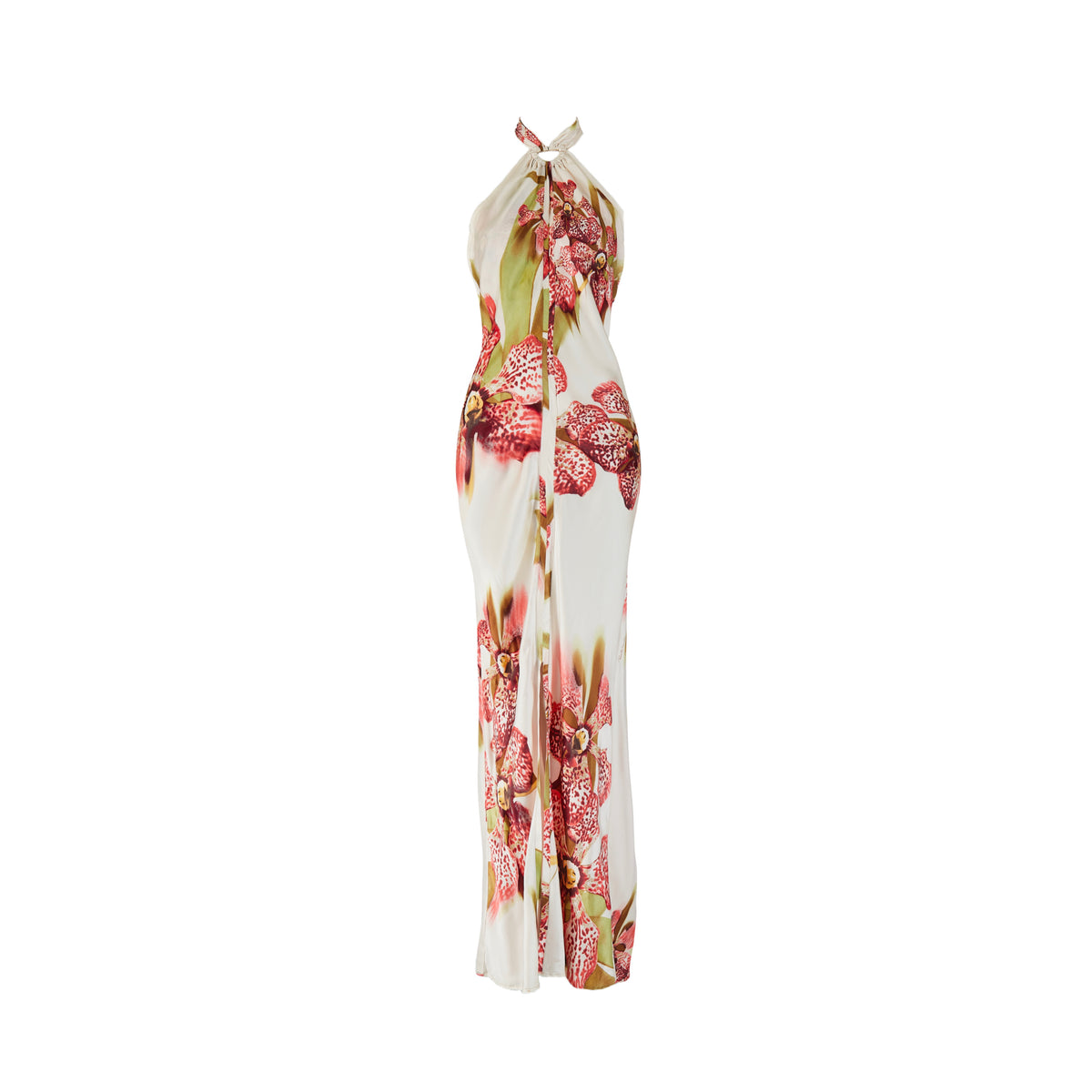 Fall / Winter 2004 Orchid Print Silk Halter-Neck Dress