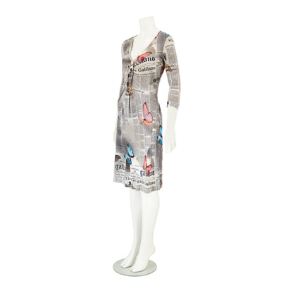 John Galliano 2000s Newspaper Gazette Butterfly Dress