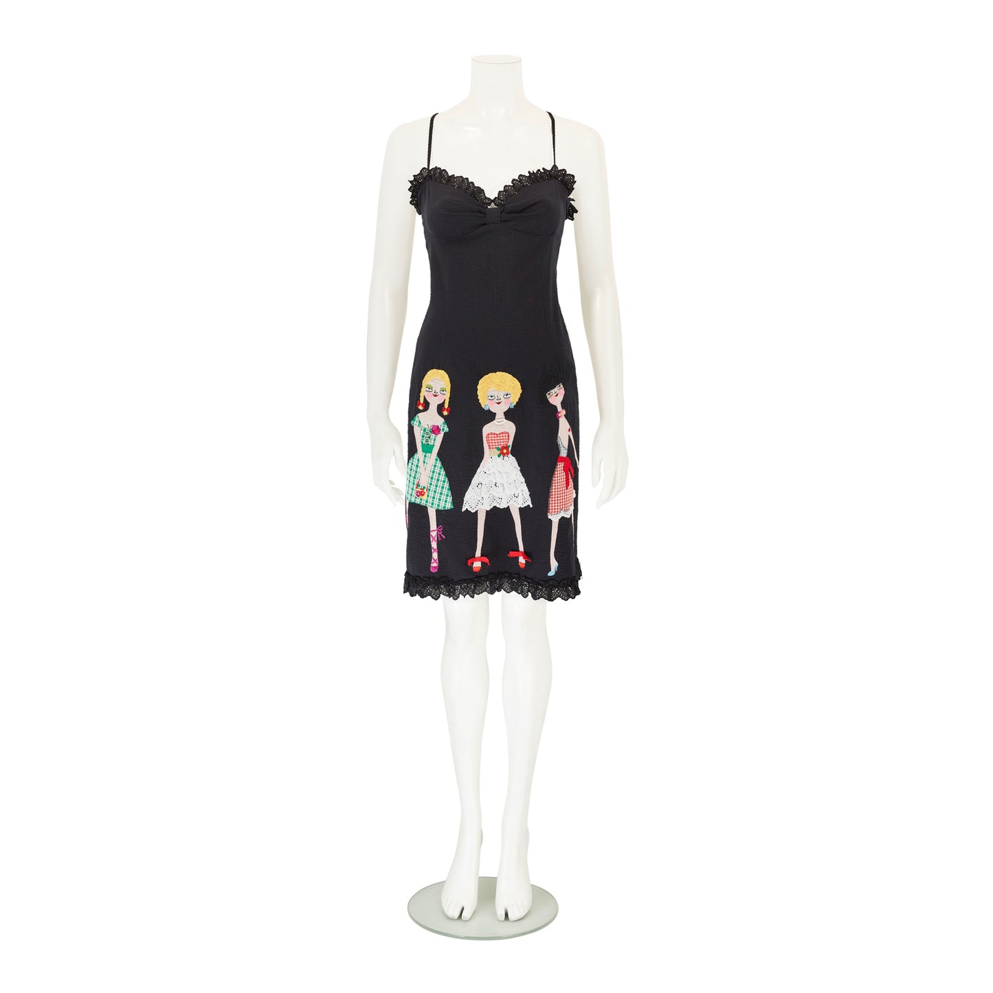 Moschino Cheap and Chic S/S 2002 “Uptown Girls” Black Embroidered Doll Dress