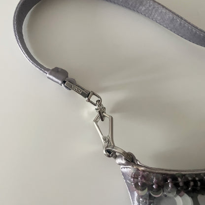Prada 2001 Vintage Raso Luce Paillettes Silver & Purple Sequin Bag