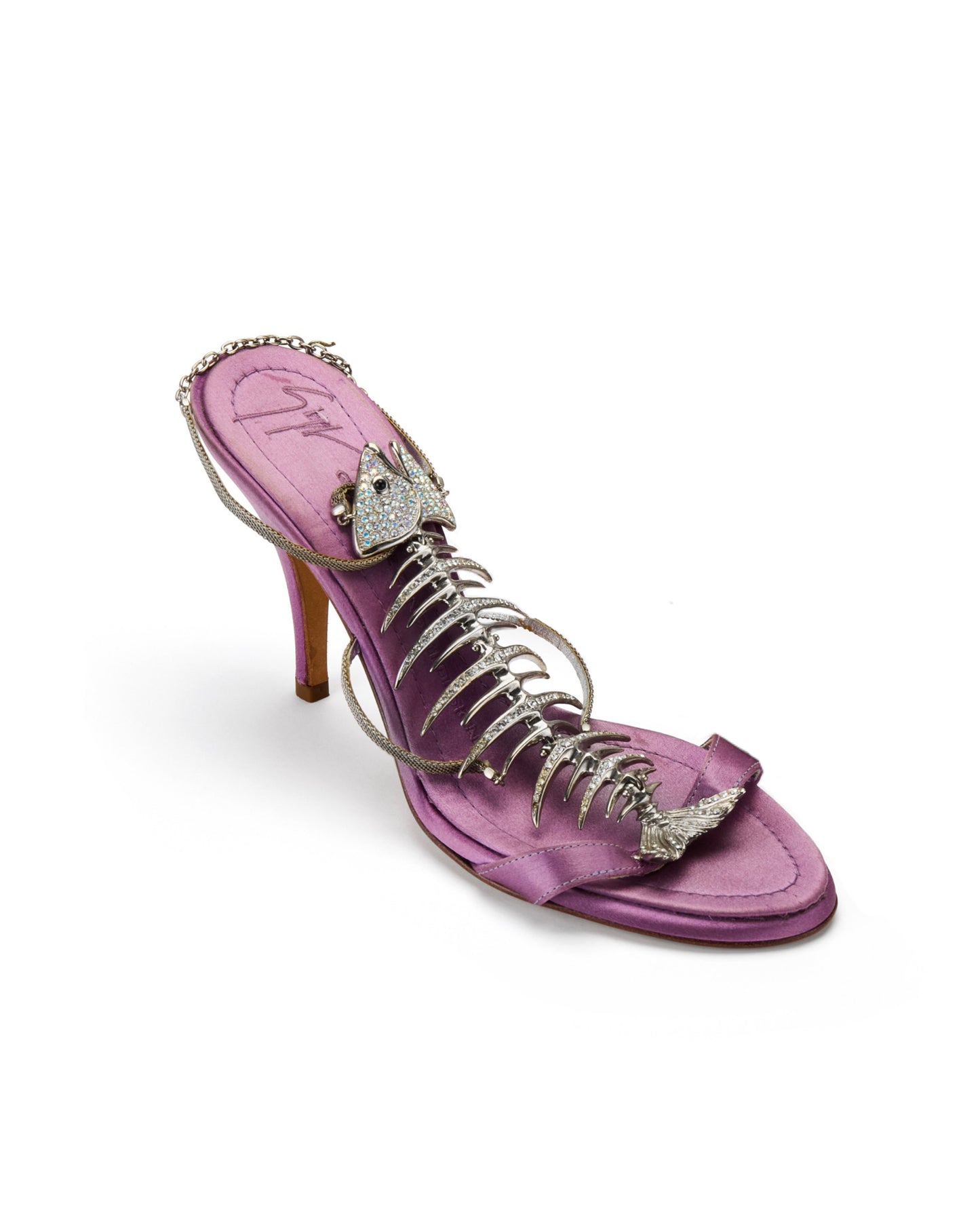 Giuseppe Zanotti S/S 2004 Purple Satin Fishbone Heels