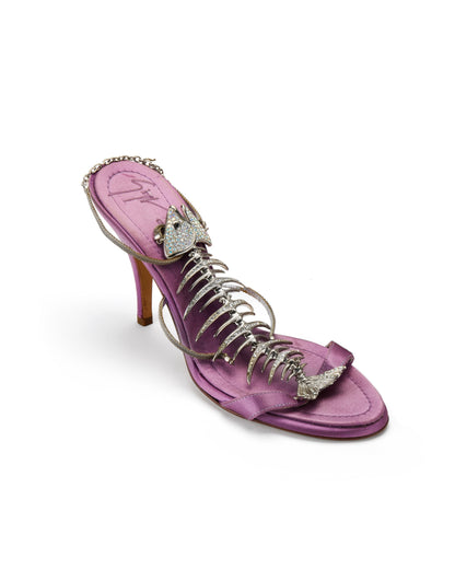 Giuseppe Zanotti S/S 2004 Purple Satin Fishbone Heels