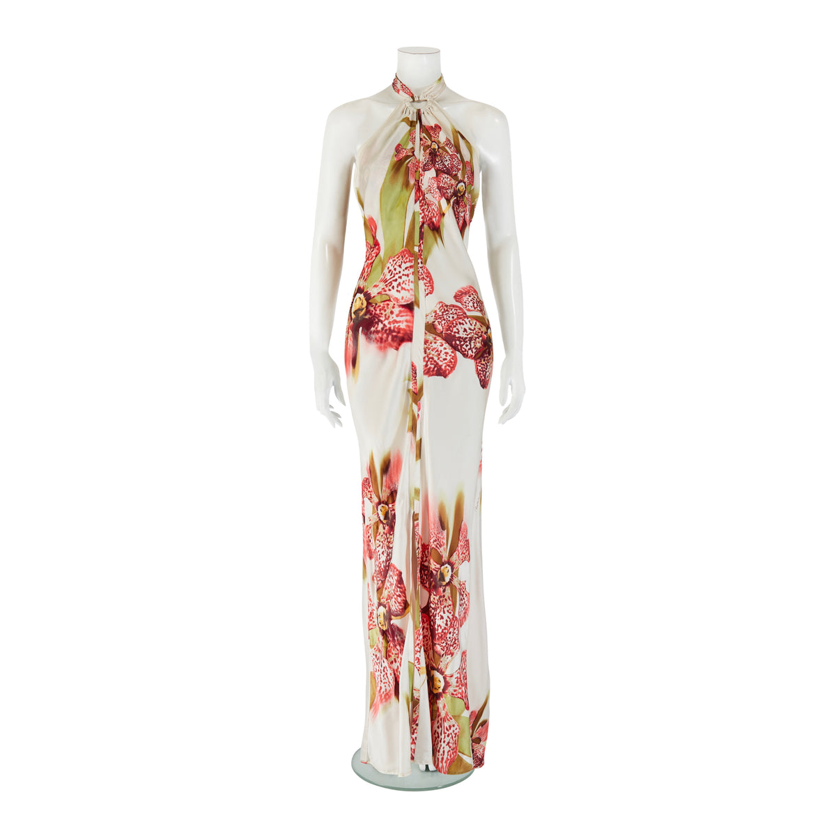 Fall / Winter 2004 Orchid Print Silk Halter-Neck Dress