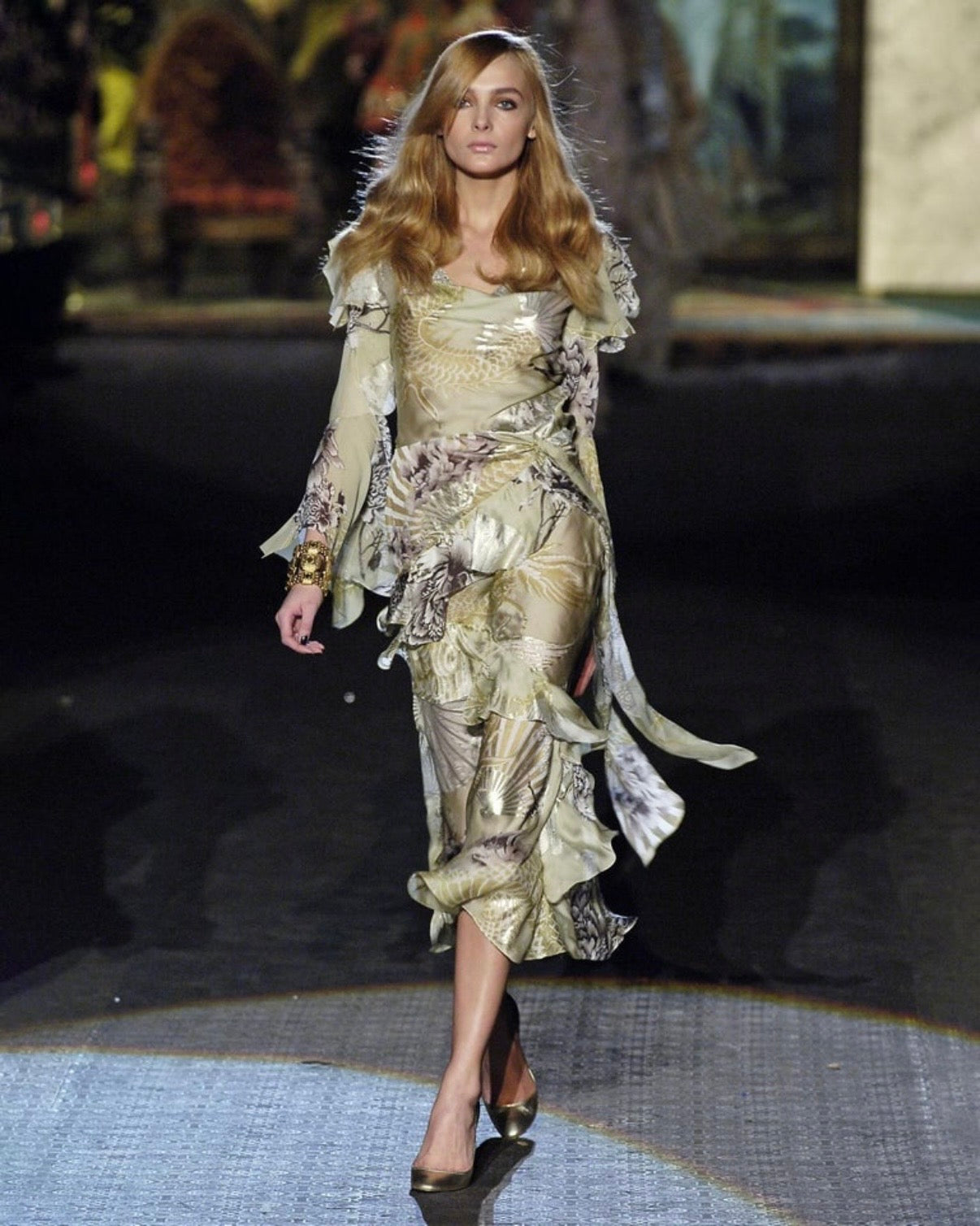 Fall / Winter 2006 Oriental Dragon Print Silk Chinoiserie Dress