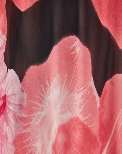 Blumarine S/S 2002 Pink & Black Hibiscus Floral Silk Dress