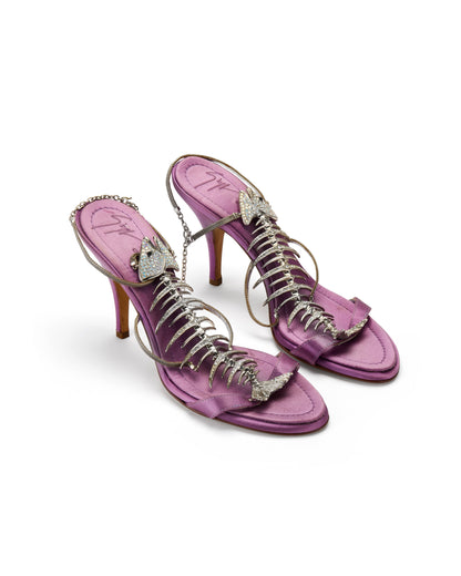 Giuseppe Zanotti S/S 2004 Purple Satin Fishbone Heels