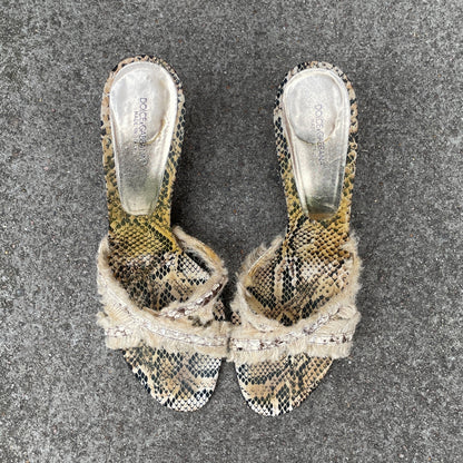 Dolce & Gabbana S/S 2005 Snakeskin Frill Bone Heels