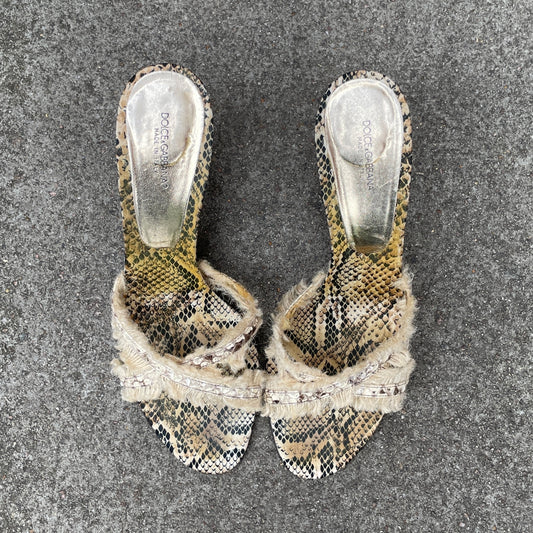 Dolce & Gabbana S/S 2005 Snakeskin Frill Bone Heels