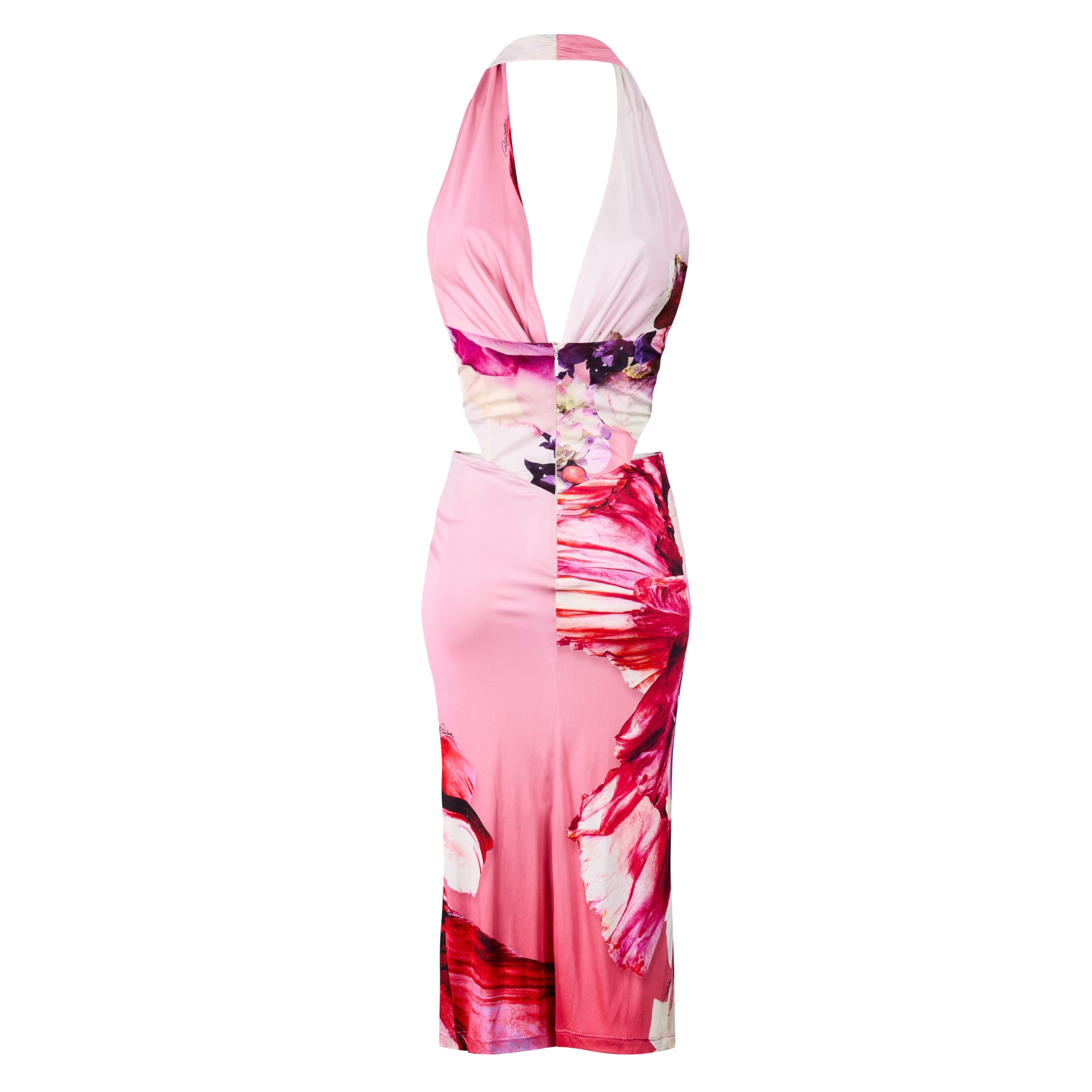 2000s Floral Purple Halter-Neck Dress