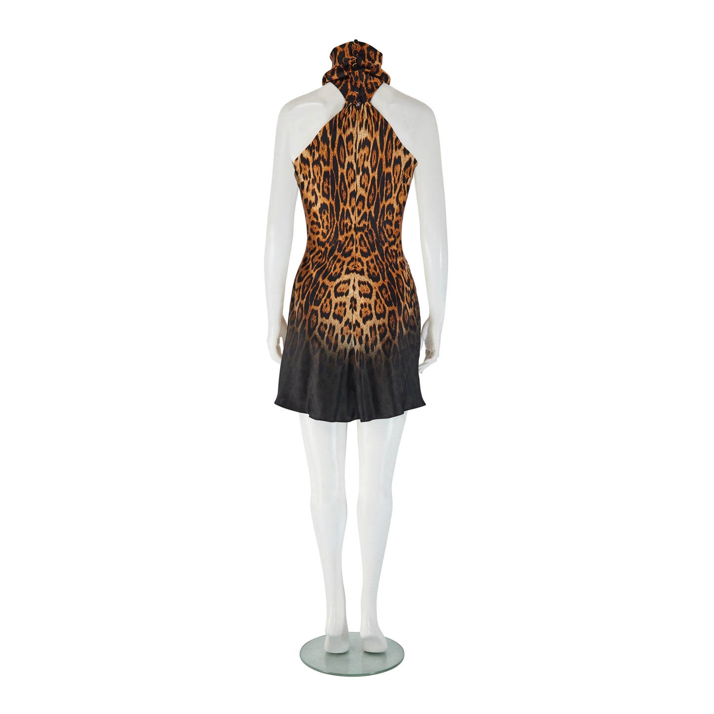 Roberto Cavalli S/S 2002 Silk Leopard Print Halter-neck Dress
