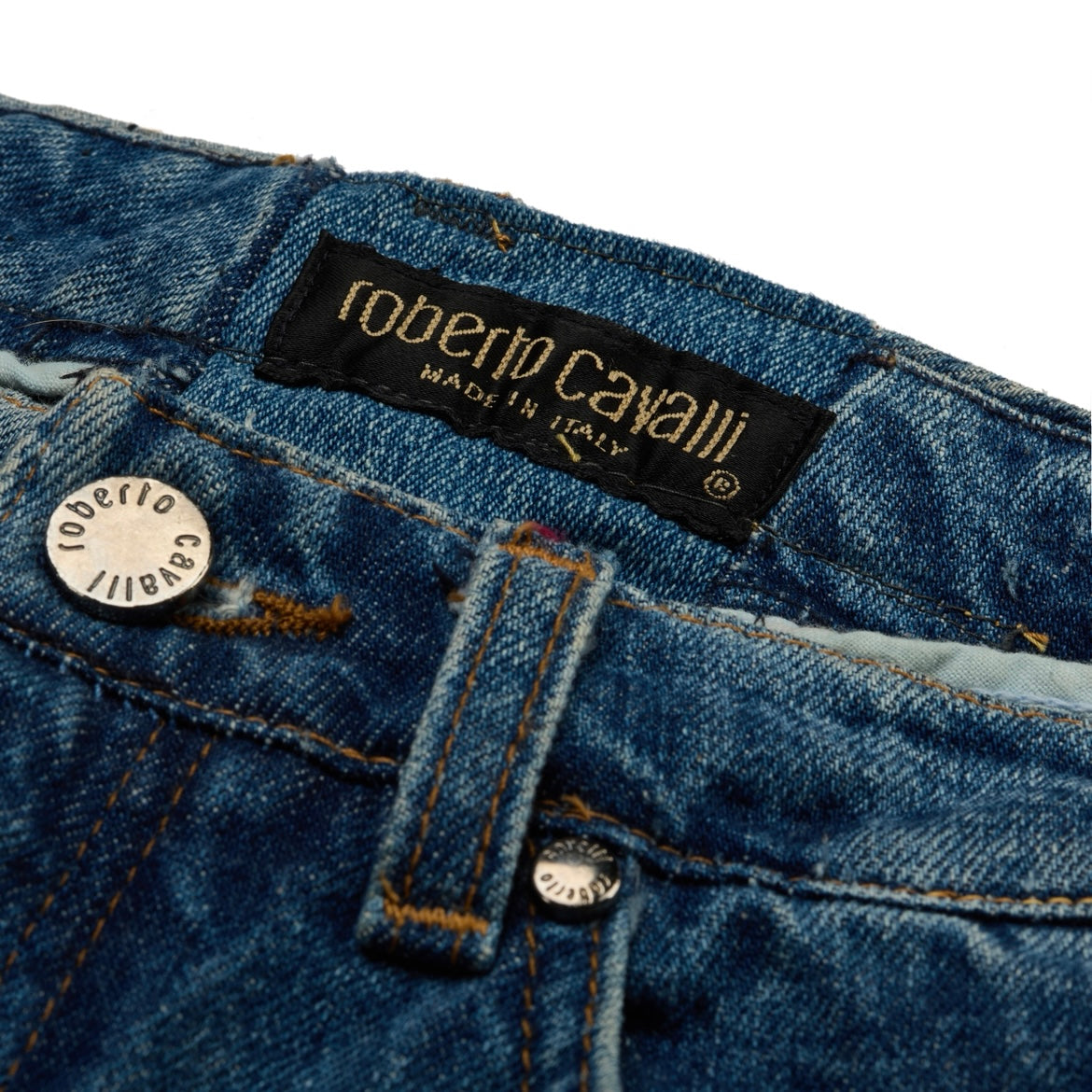 Roberto Cavalli F/W 1999 Pink Floral Blue Jeans