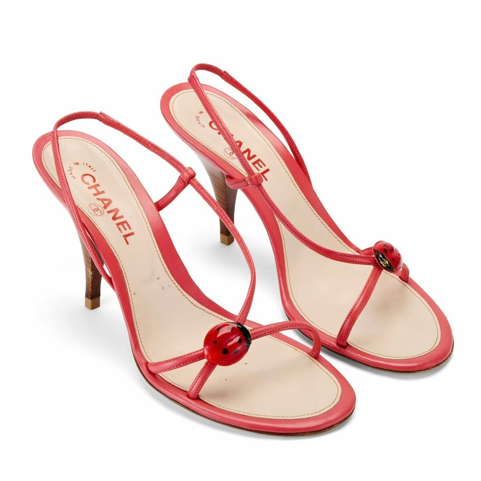Spring / Summer 2004 Ladybug Coral Red Leather Slingback Heels