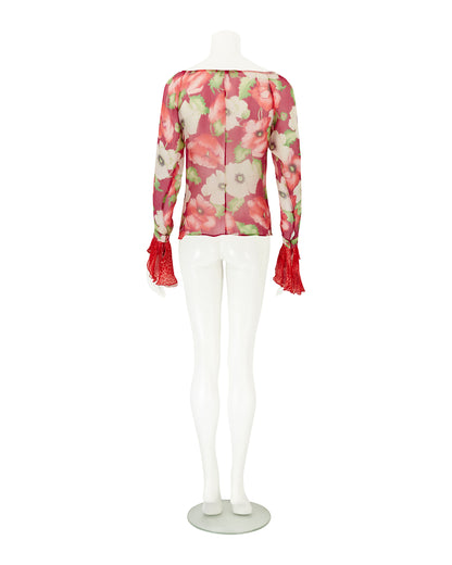 Blumarine S/S 2002 Floral Multicolour Silk Blouse Top