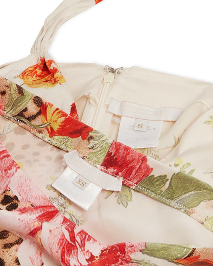 Roberto Cavalli S/S 2003 Floral Leopard Silk Top & Skirt Set