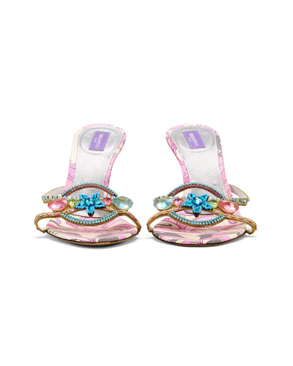 Emilio Pucci 2000s Pink & Blue Starfish Jewel Sandal Heels