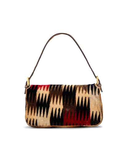 Fendi 2012 Pony Hair Suede Snakeskin Baguette Bag