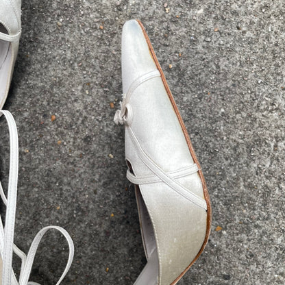 Dior by John Galliano 2000s Ivory Satin Bow Strappy Heels
