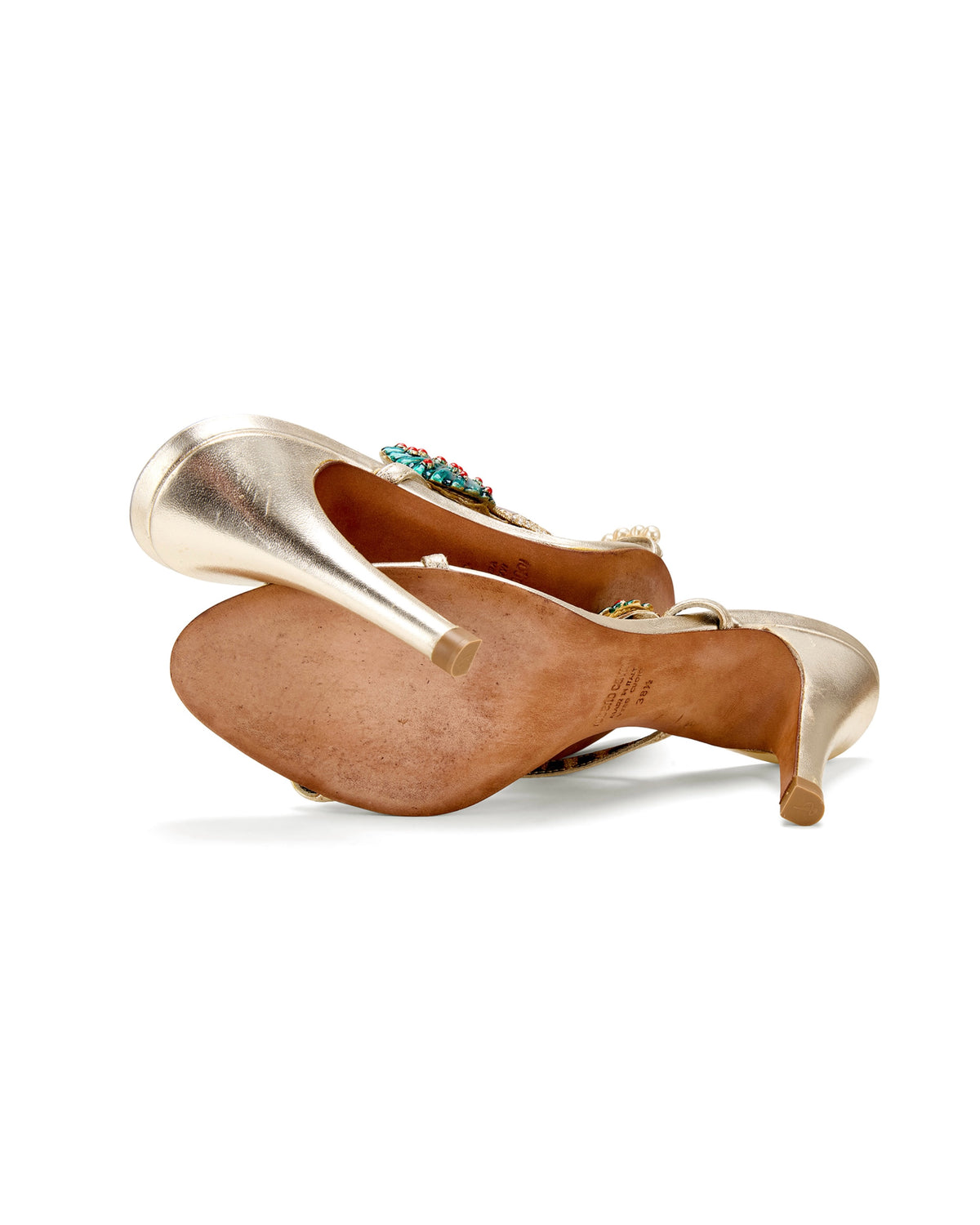 2005 Seashell & Pearl Embellished Animal Print Heels