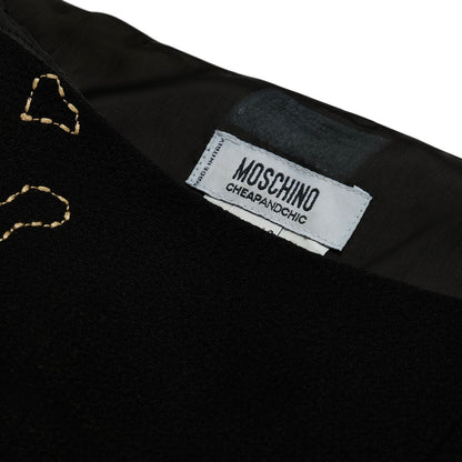 Moschino Cheap and Chic F/W 2001 Black Embroidered Wool Skirt