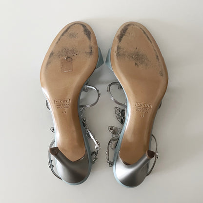 Giuseppe Zanotti S/S 2001 Vintage Blue Stone Butterfly Sandal Heels