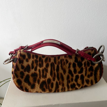 Dior by John Galliano F/W 2004 Leopard Print Pony-hair Bag with Silver Metal “Dior” Hardware